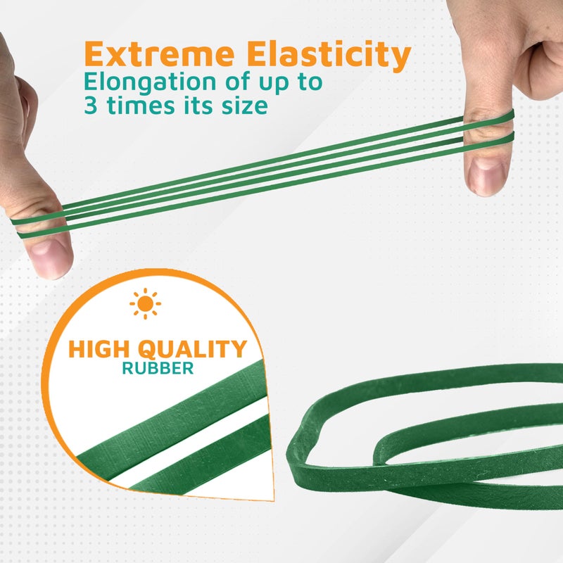 PlasticMill Green Rubber Bands Size 33 (3 1/2" x 1/8") - #33 Colored Rubber Bands Office Supplies - Strong, Elastic Bands for Crafts, Balloon Garland, Cash, File Folders (500-Pack) - Image 3